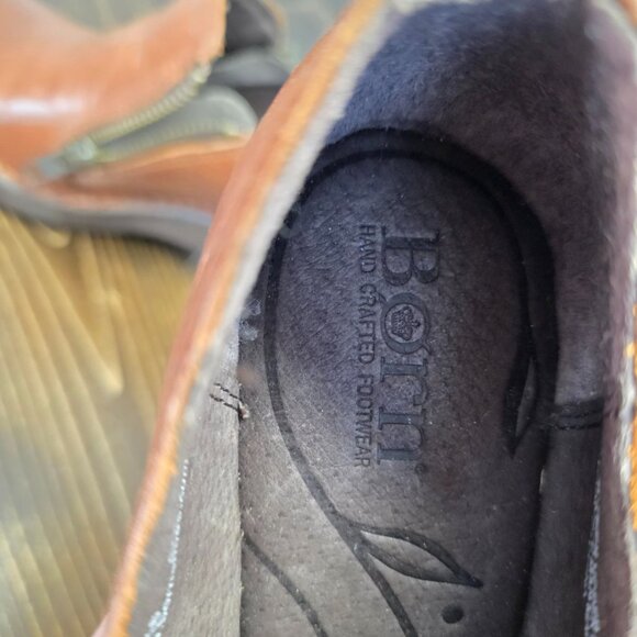 Born Elliott Tan/Brown Leather Double Zip Plain Toe Clog Sz.6.5 Comfort - Picture 9 of 15